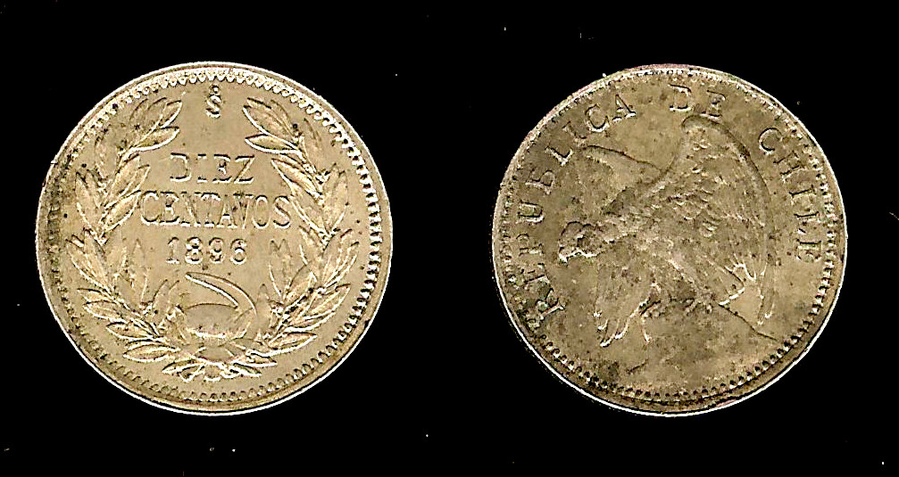 Chile 10 centavos 1896 EF+/AU